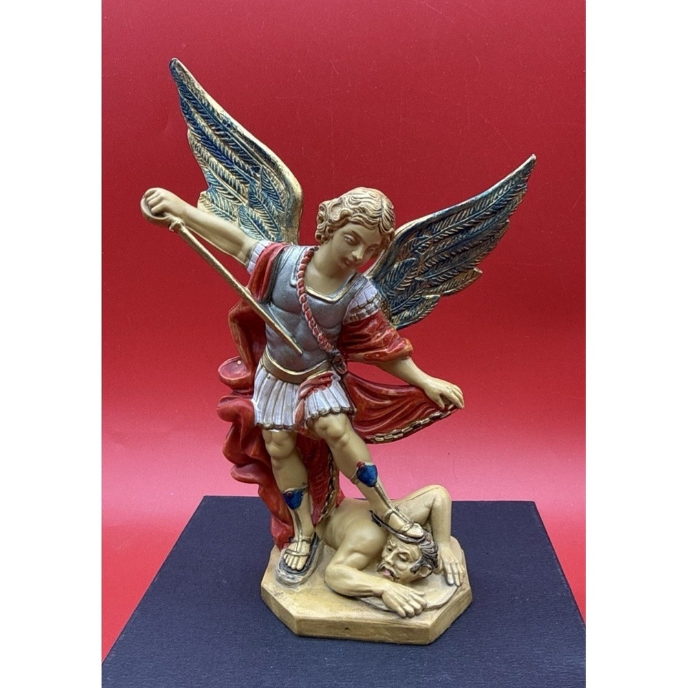 Vintage Santini Depose Italy Saint Michael Archangel Made in Italy 7" Resin